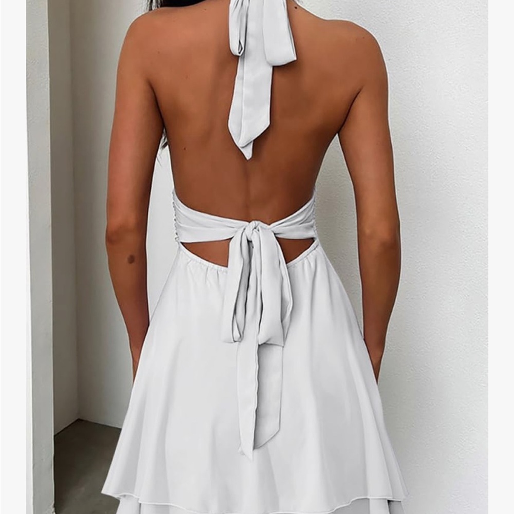 Elegant White Halter Dress - Picture 2 of 3